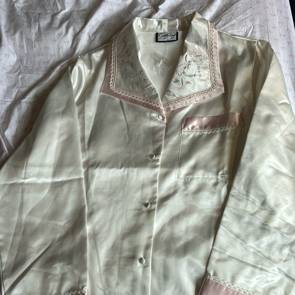 Vintage silk Cream Coquette night gown